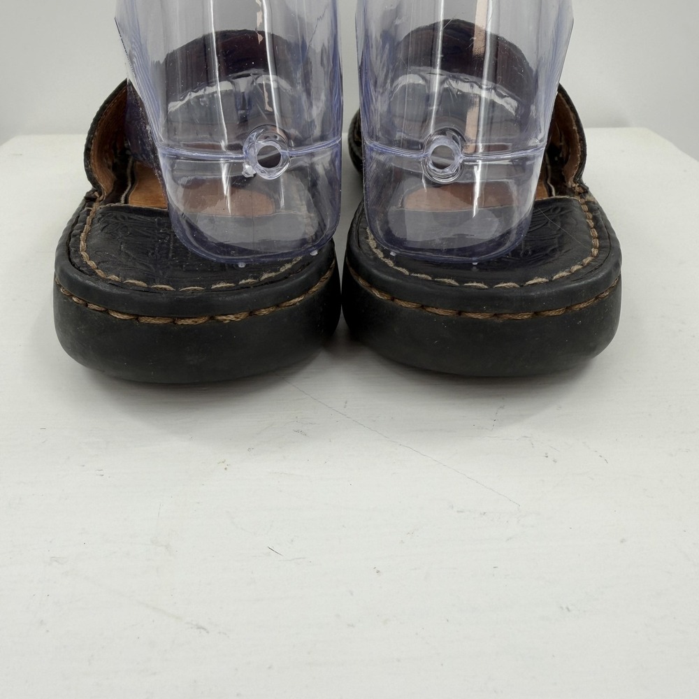 Born Sandals Womens 7 Black Leather Slide Comfort Slip On Casual Shoes - Picture 5 of 12